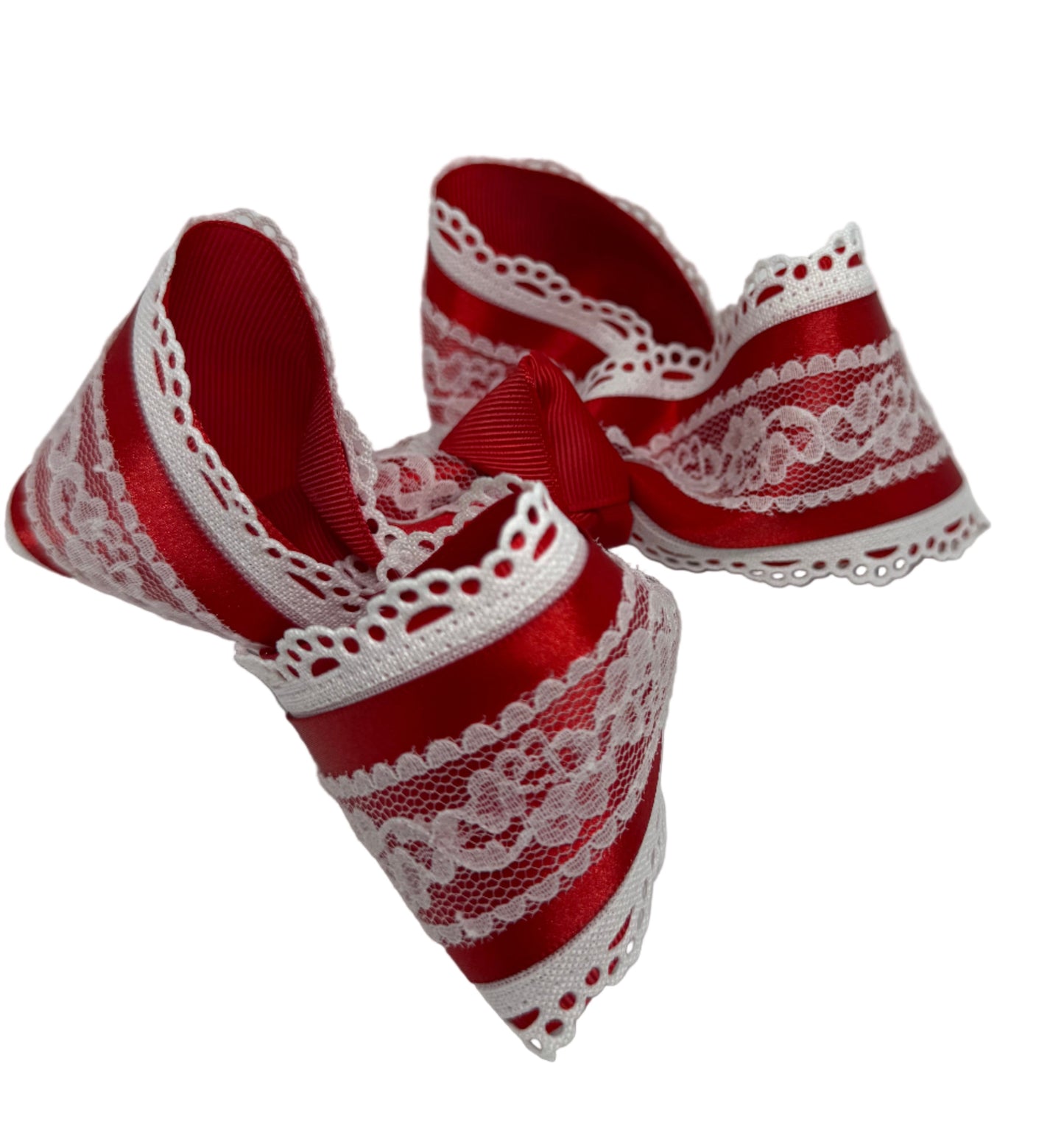 Red Satin Lace With Scallop Lynlee Blair's Bows