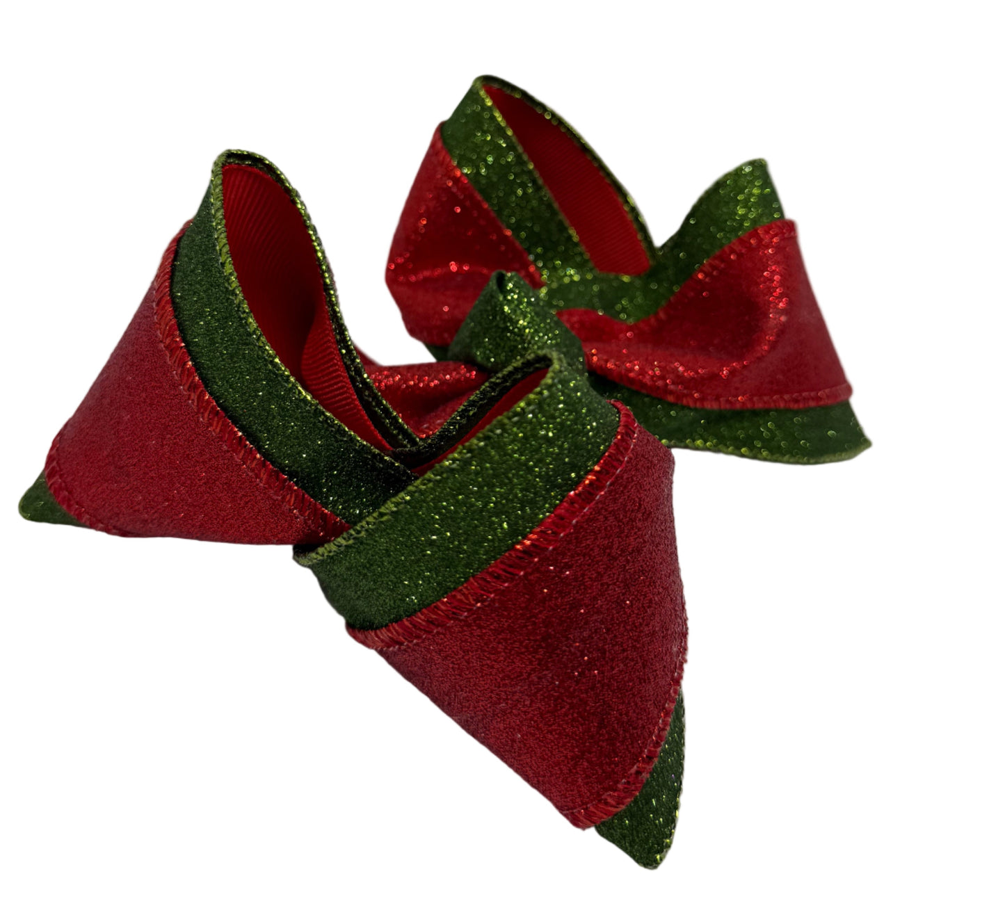 Green And Red Shimmer Glitter Bow Lynlee Blair's Bows