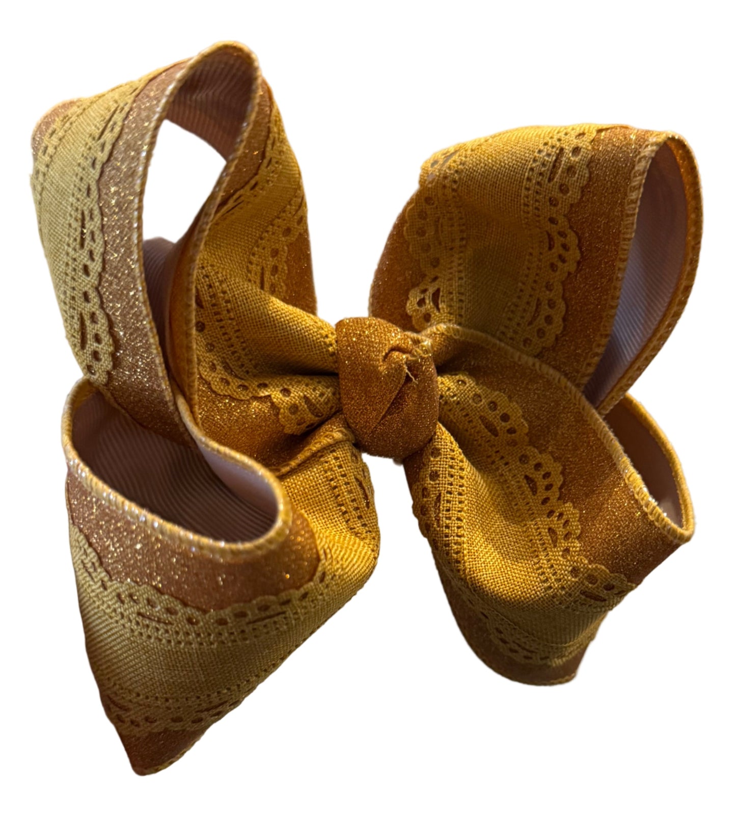 Mustard Shimmer with Scallop Overlay Bow Lynlee Blair's Bows