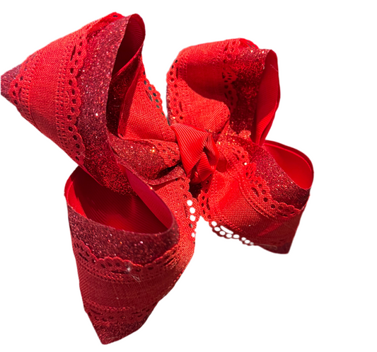 Red Glitter Scalloped Bow