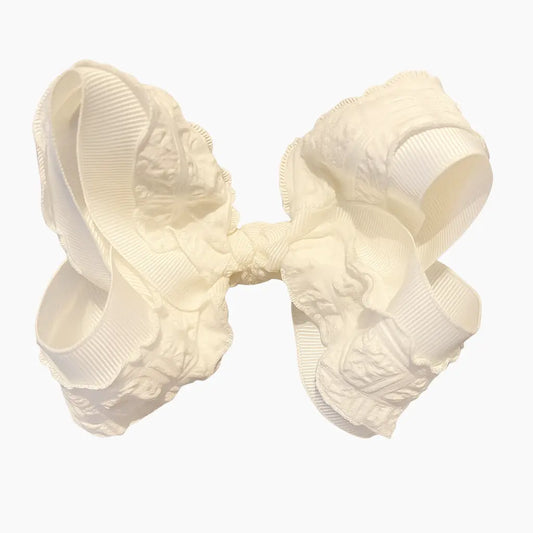 White Ruffle Bow Lynlee Blair's Bows