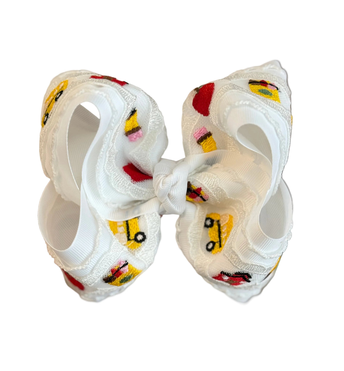 5” School Lace on Clip boutique hair bow