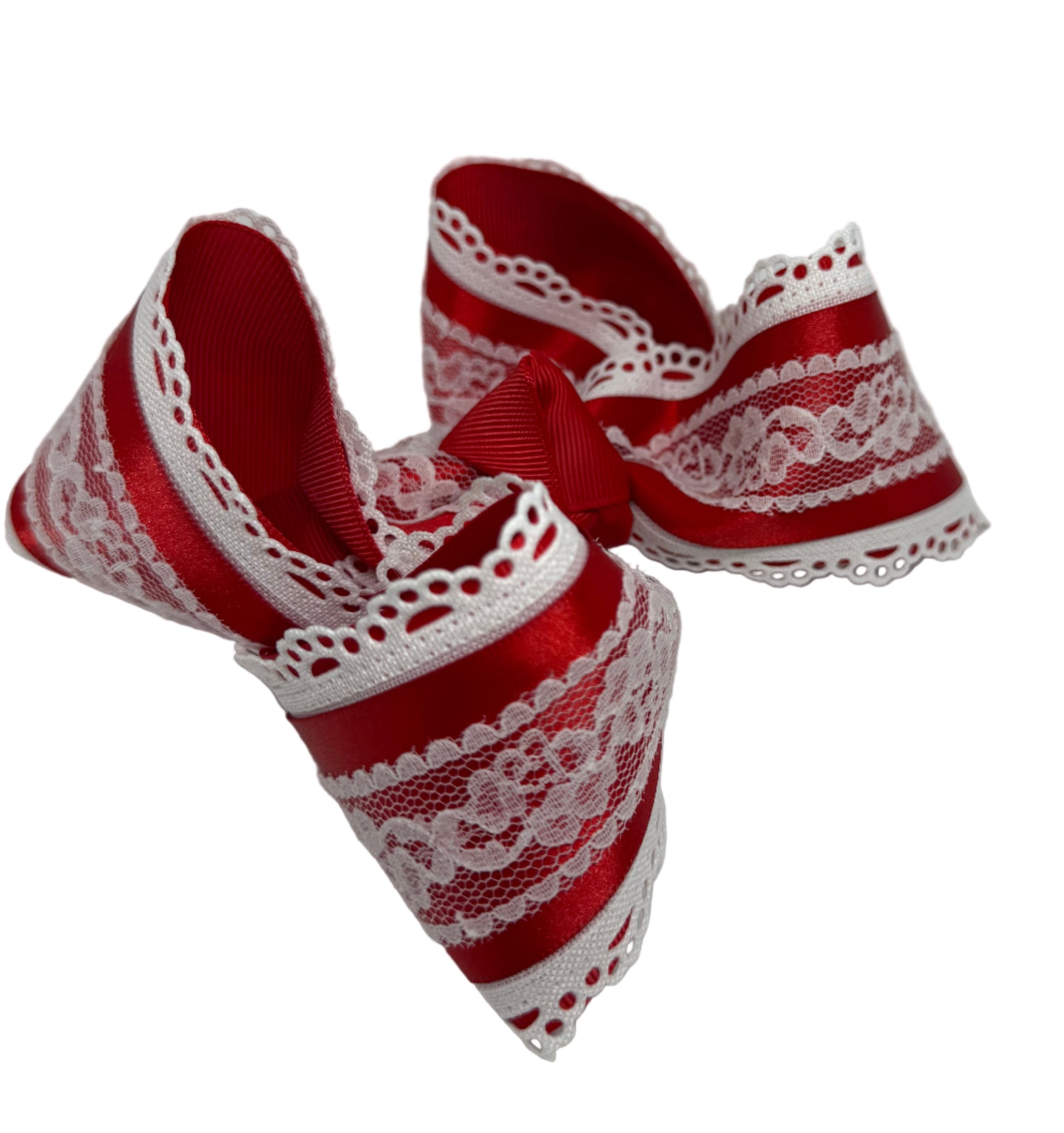 Red Satin Lace With Scallop Lynlee Blair's Bows