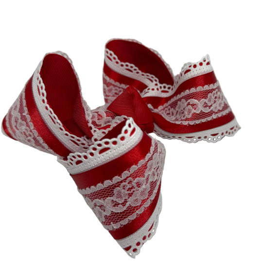 Red Satin Lace With Scallop Lynlee Blair's Bows
