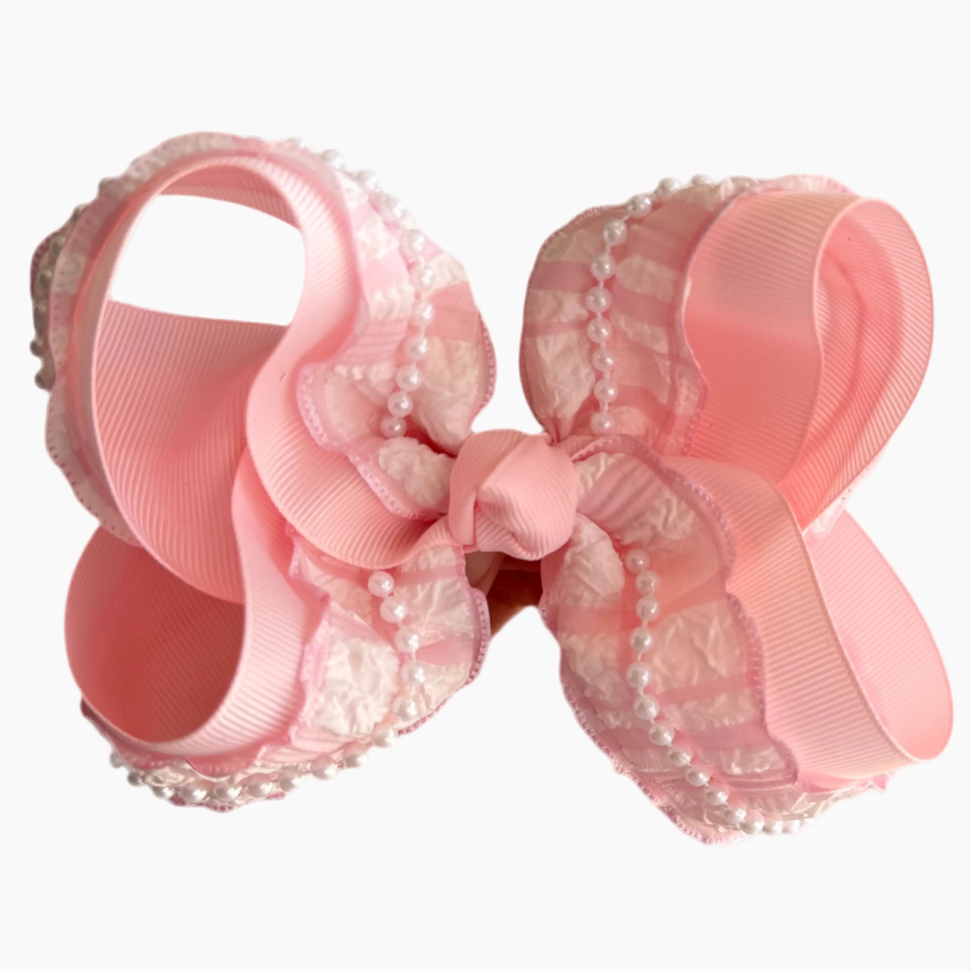 Pink Gingham Ruffle Pearls Lynlee Blair's Bows