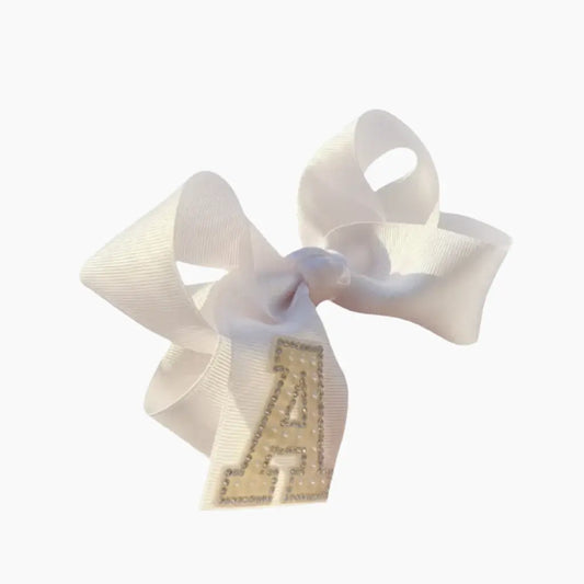 6 Inch White Letter Bow Lynlee Blair's Bows