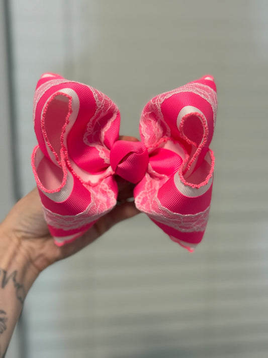 Neon Pink & White Lynlee Blair's Bows