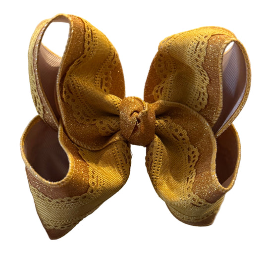 Mustard Shimmer with Scallop Overlay Bow Lynlee Blair's Bows