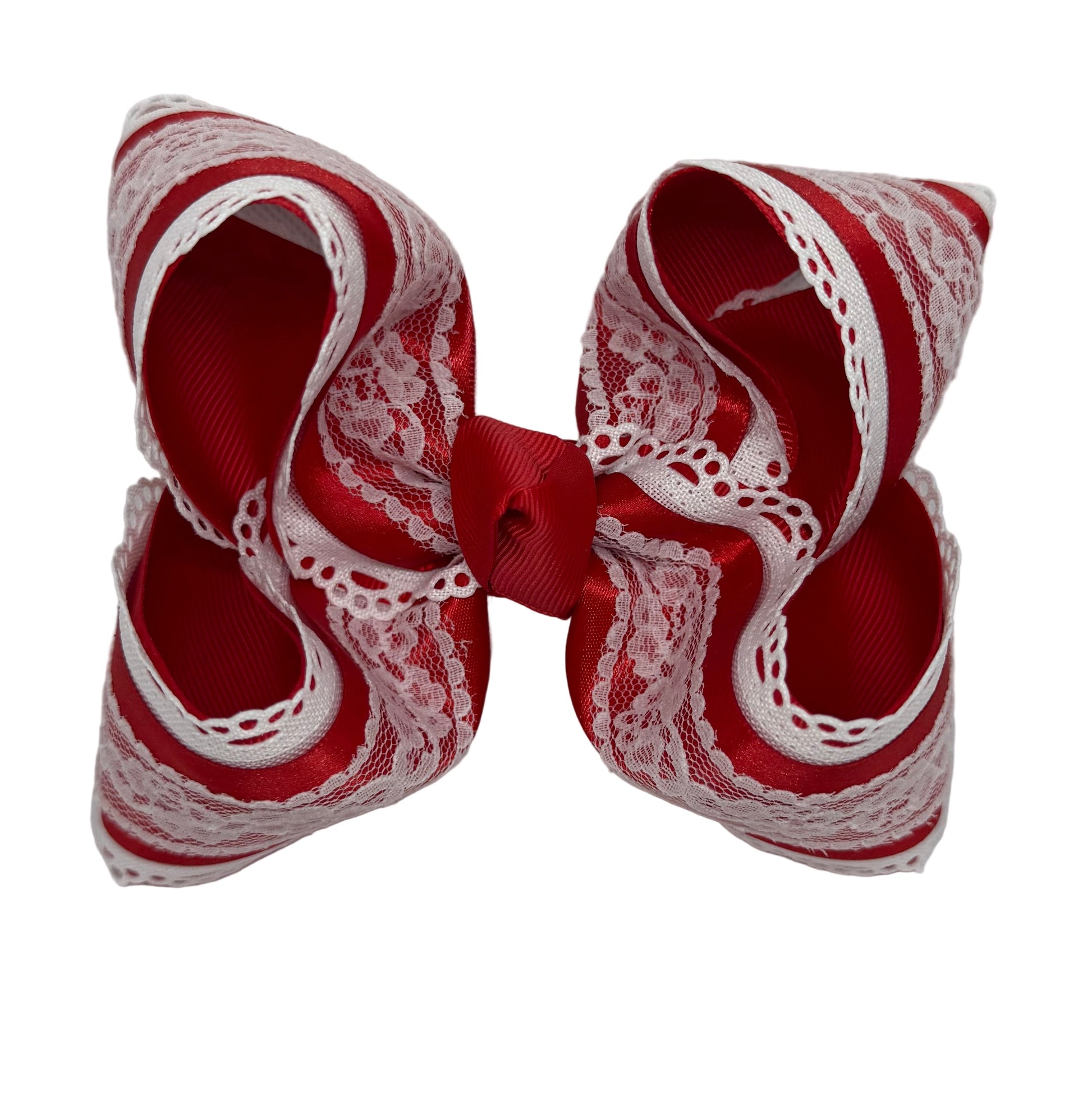 Red Satin Lace With Scallop Lynlee Blair's Bows