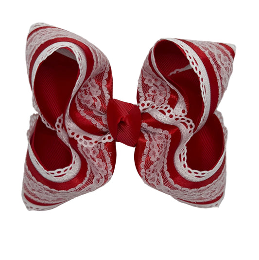 Red Satin Lace With Scallop Lynlee Blair's Bows