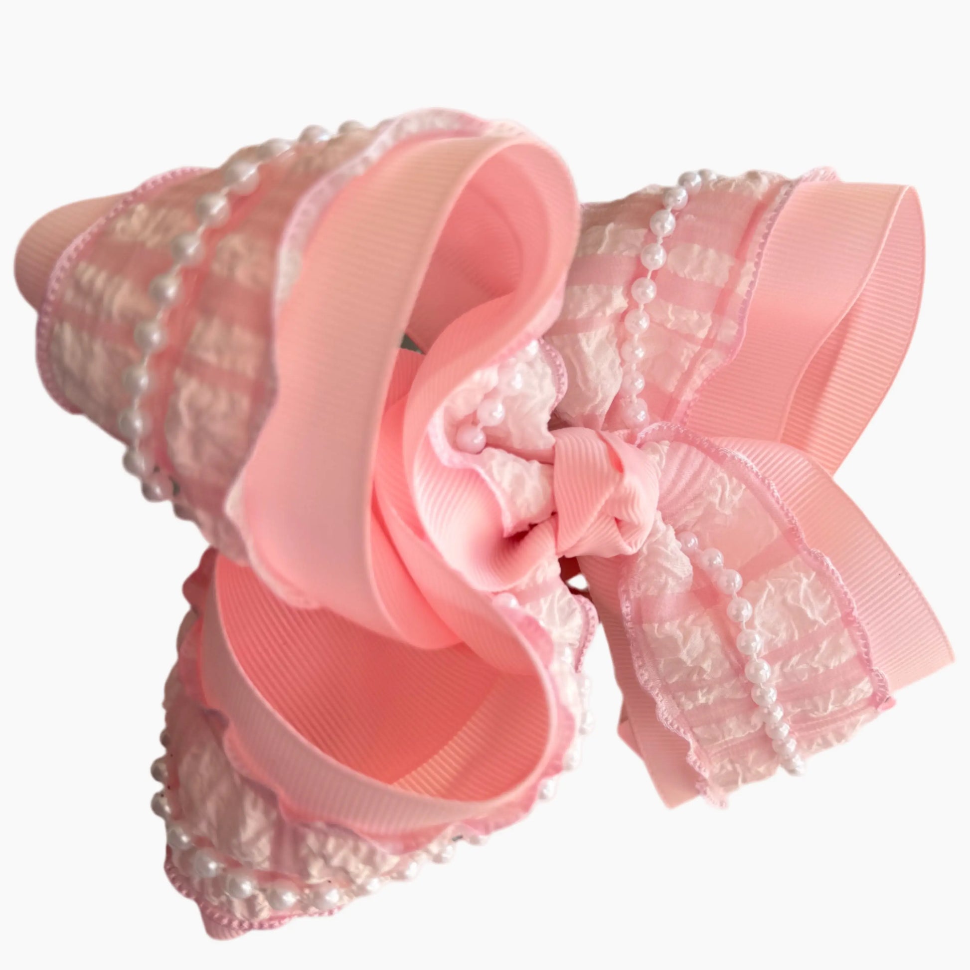 Pink Gingham Ruffle Pearls Lynlee Blair's Bows