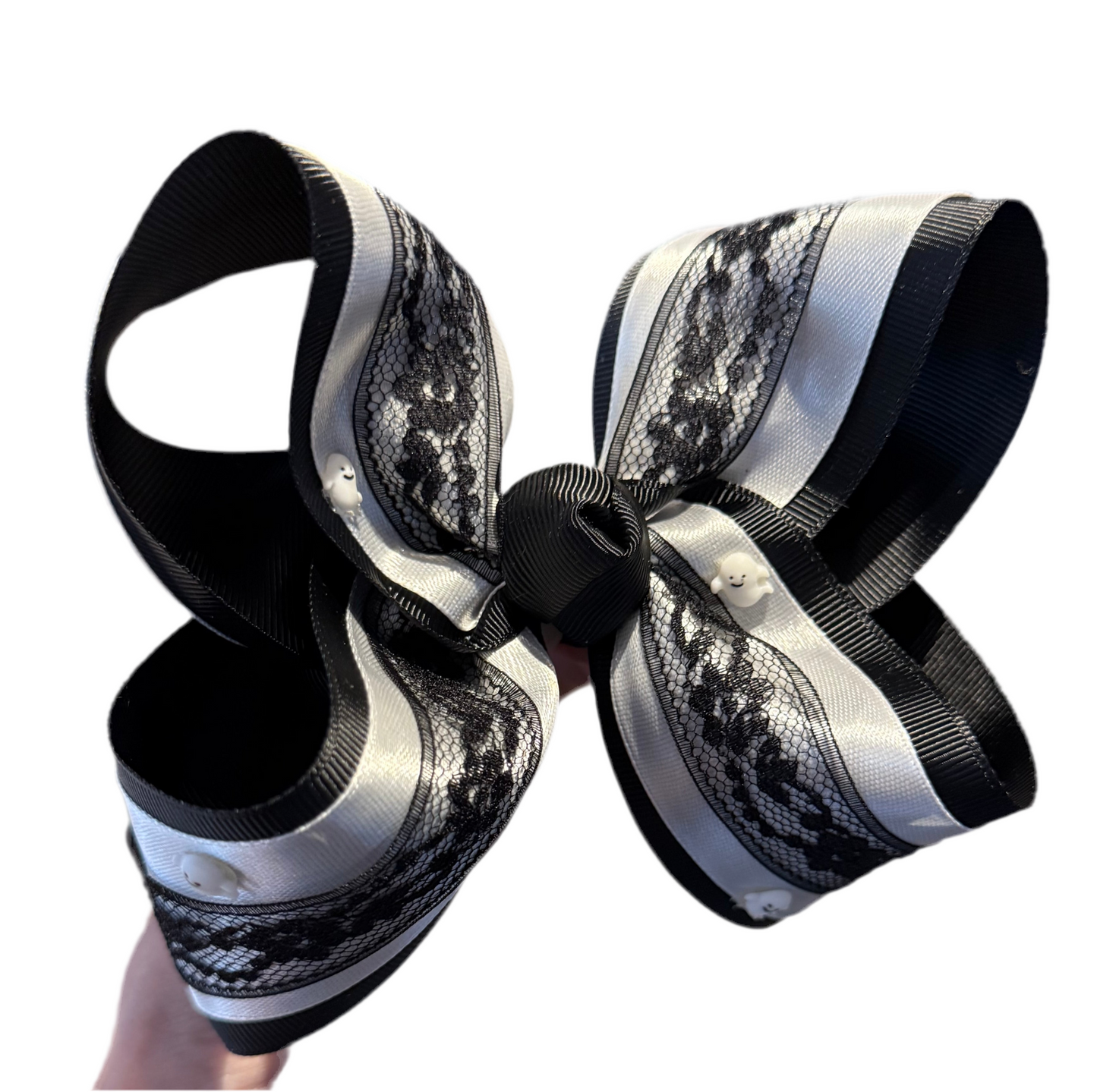 Black & White Satin Lace Lynlee Blair's Bows