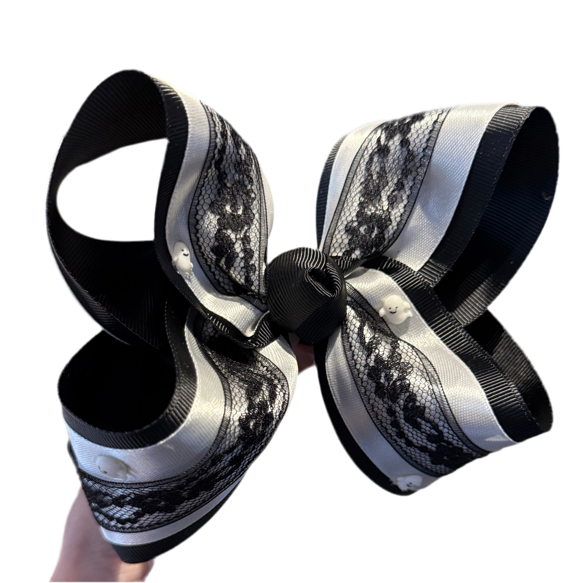 Black & White Satin Lace Lynlee Blair's Bows