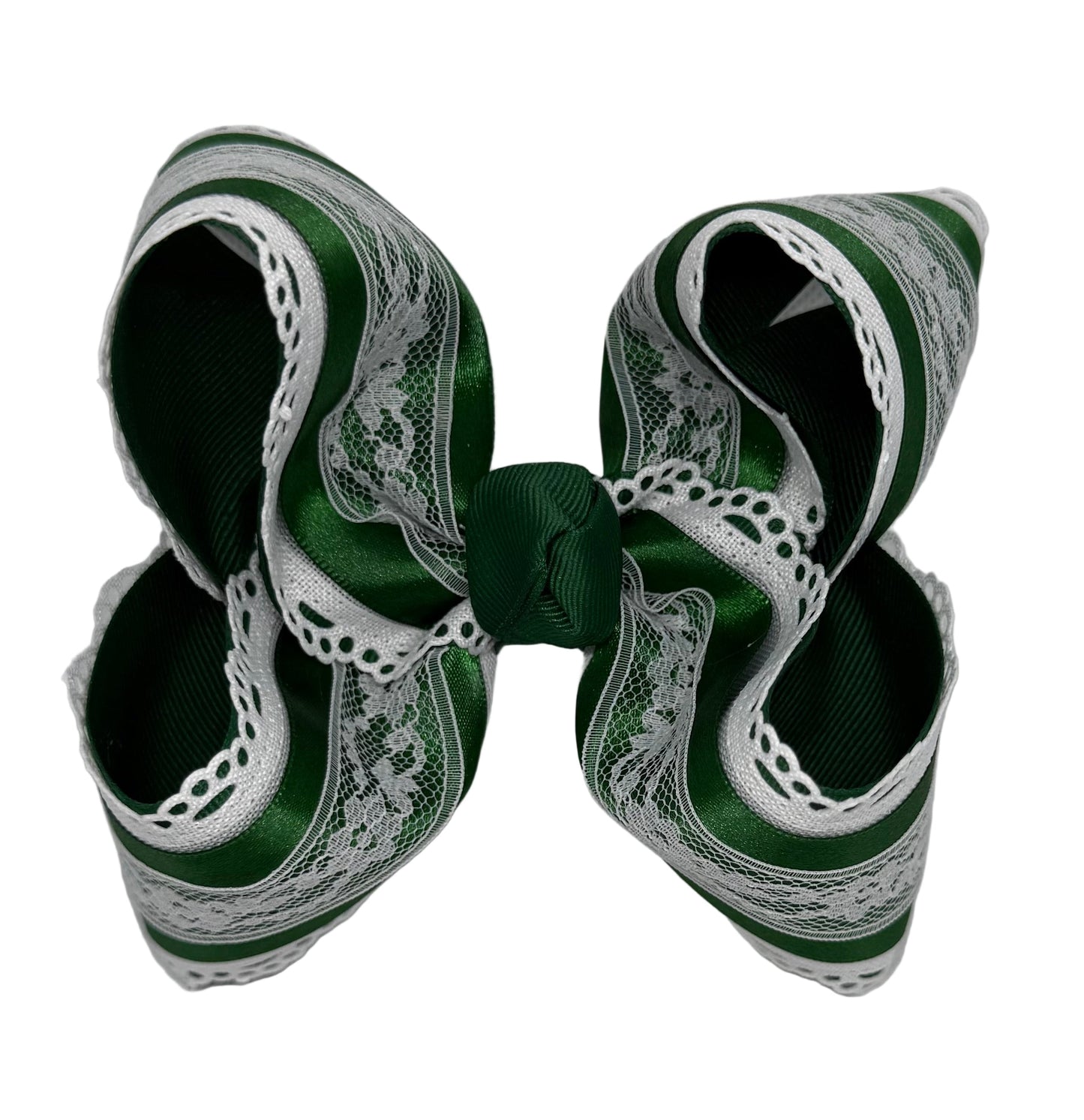 Green Satin Lace With Scallop Lynlee Blair's Bows