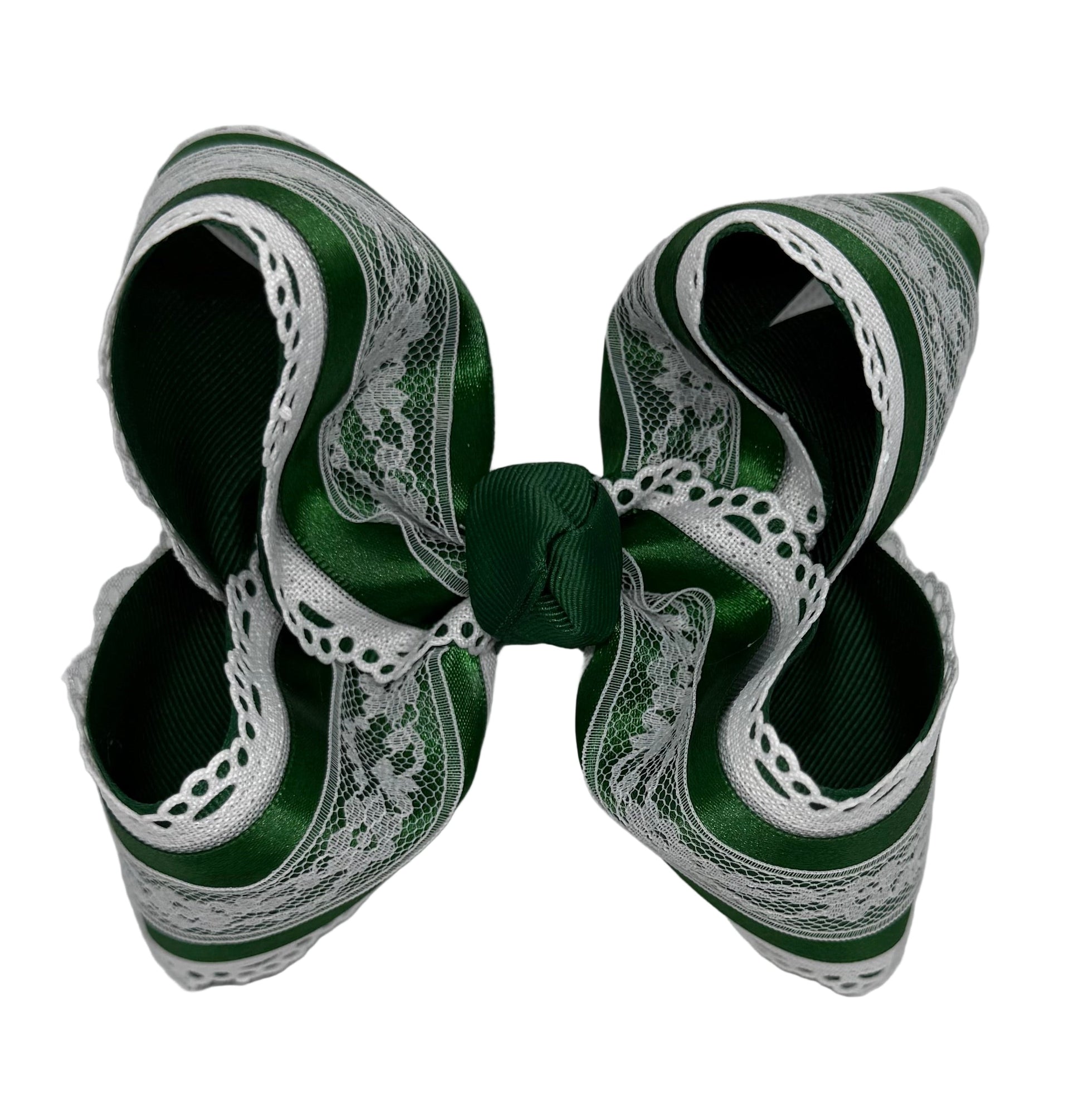 Green Satin Lace With Scallop Lynlee Blair's Bows