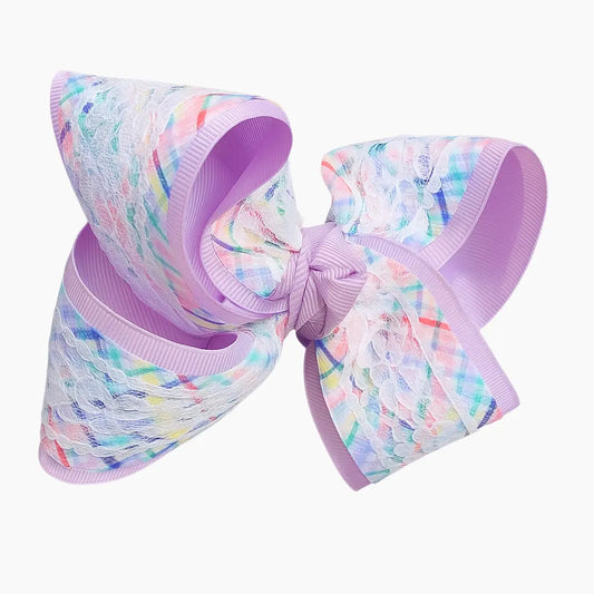 Purple Plaid Lace Bow Lynlee Blair's Bows