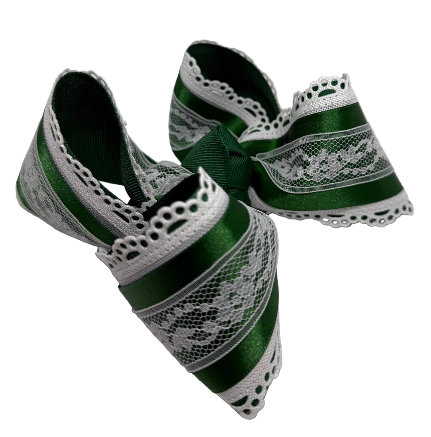 Green Satin Lace With Scallop Lynlee Blair's Bows