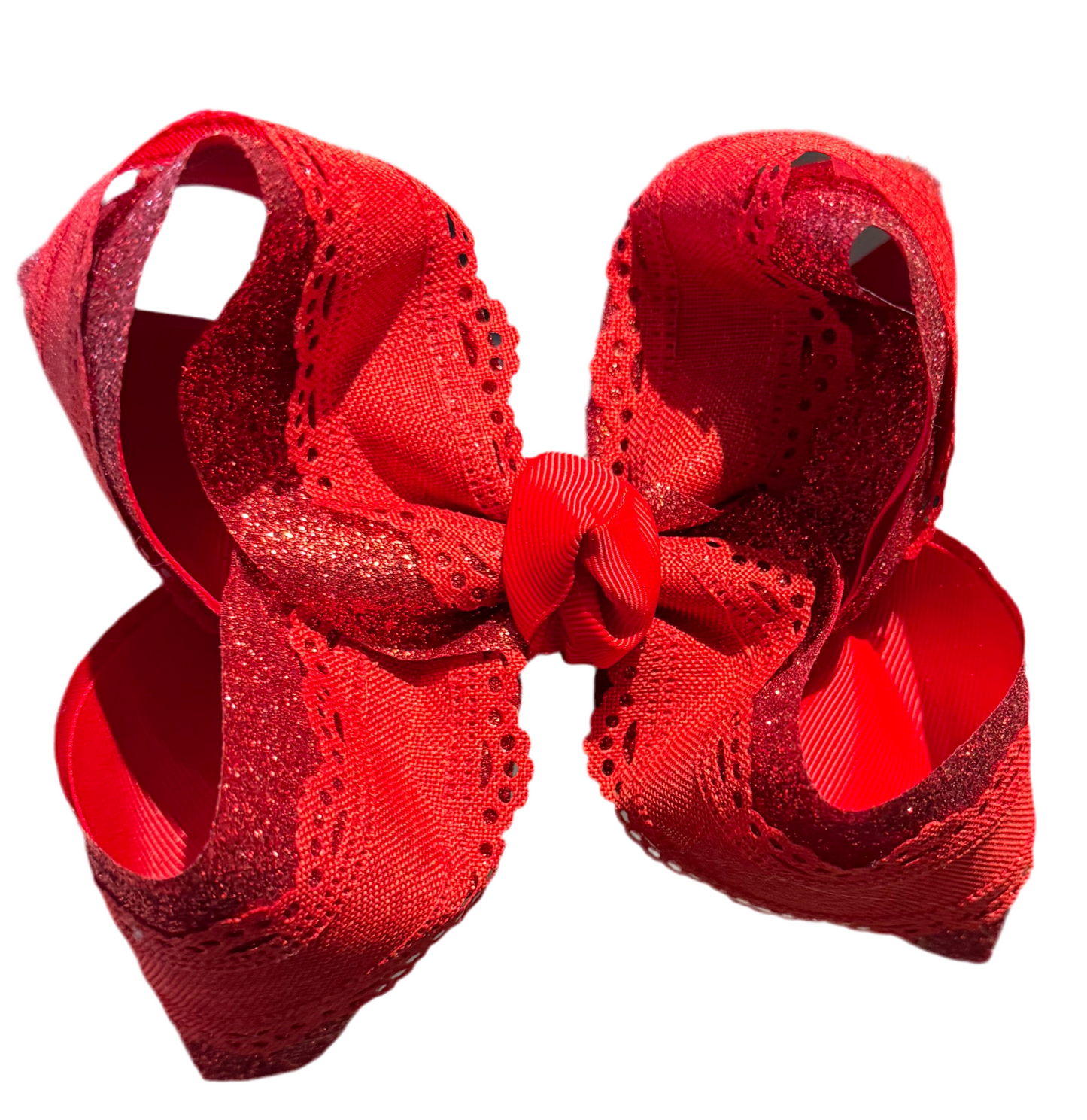 Red Glitter Scalloped Bow