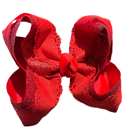 Red Glitter Scalloped Bow
