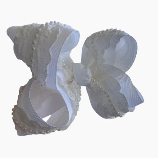 White Ruffle Pearls Lynlee Blair's Bows