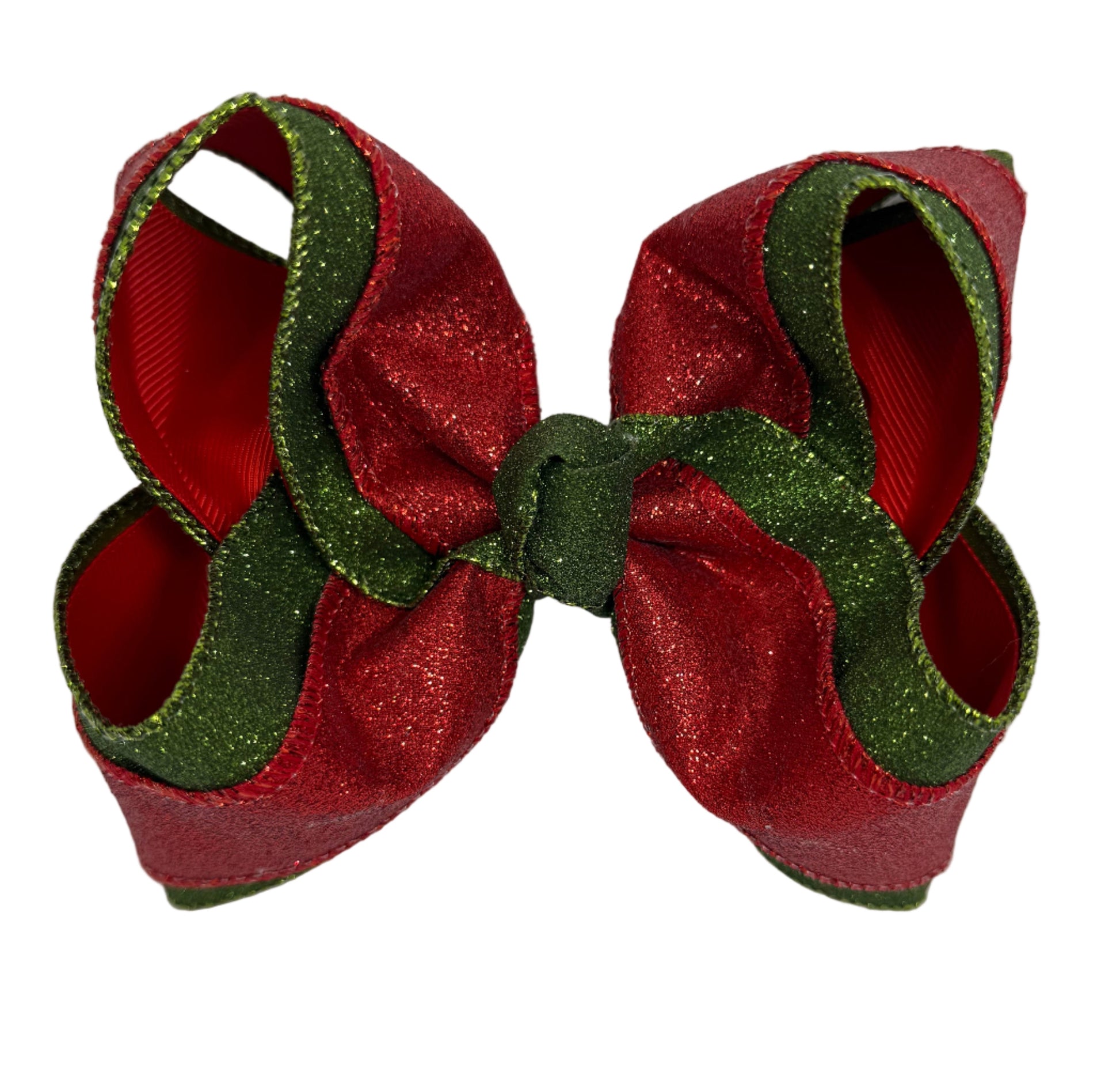 Green And Red Shimmer Glitter Bow Lynlee Blair's Bows